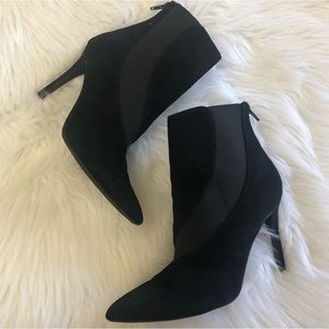 Nine West Fifer Pointed Toe Black Suede Booties 6
